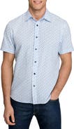 CONSTRUCT Slim Fit Falling Feathers Seersucker Short Sleeve Shirt