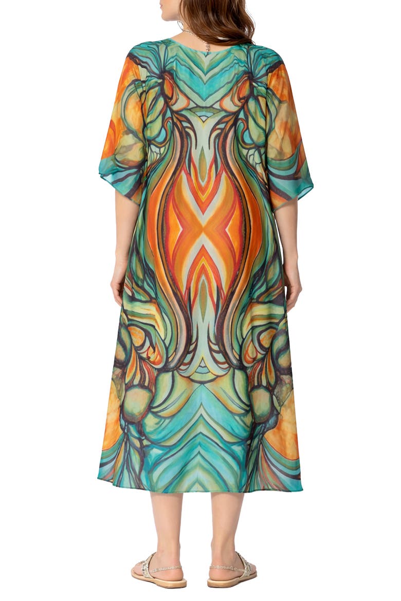 V-Neck Long Caftan, Alternate, color, GREEN