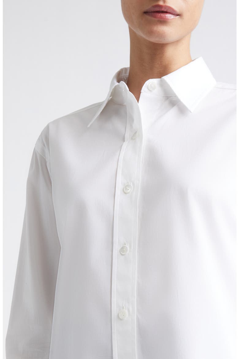 Slim Fit Organic Cotton Tunic Button-Up Shirt, Alternate, color, WHITE