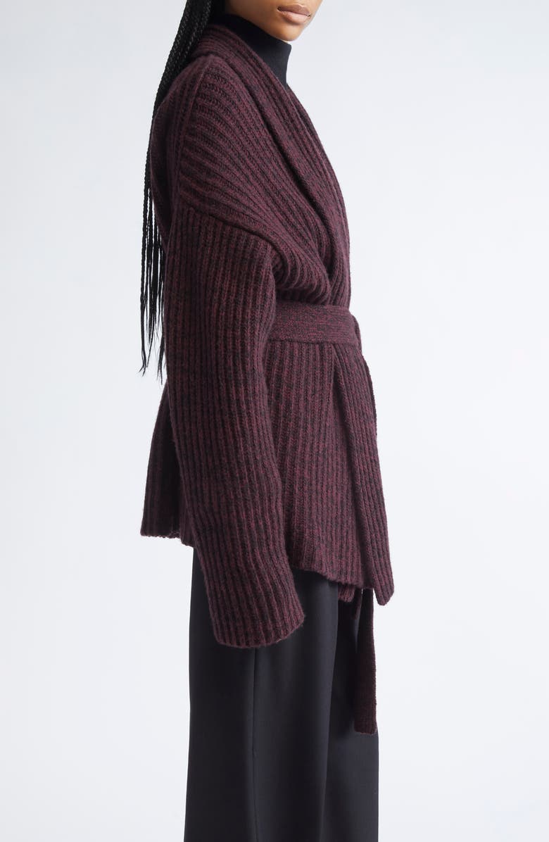 ZANKOV Paulina Rib Merino Wool Wrap Cardigan, Alternate, color, Black/ Gamay