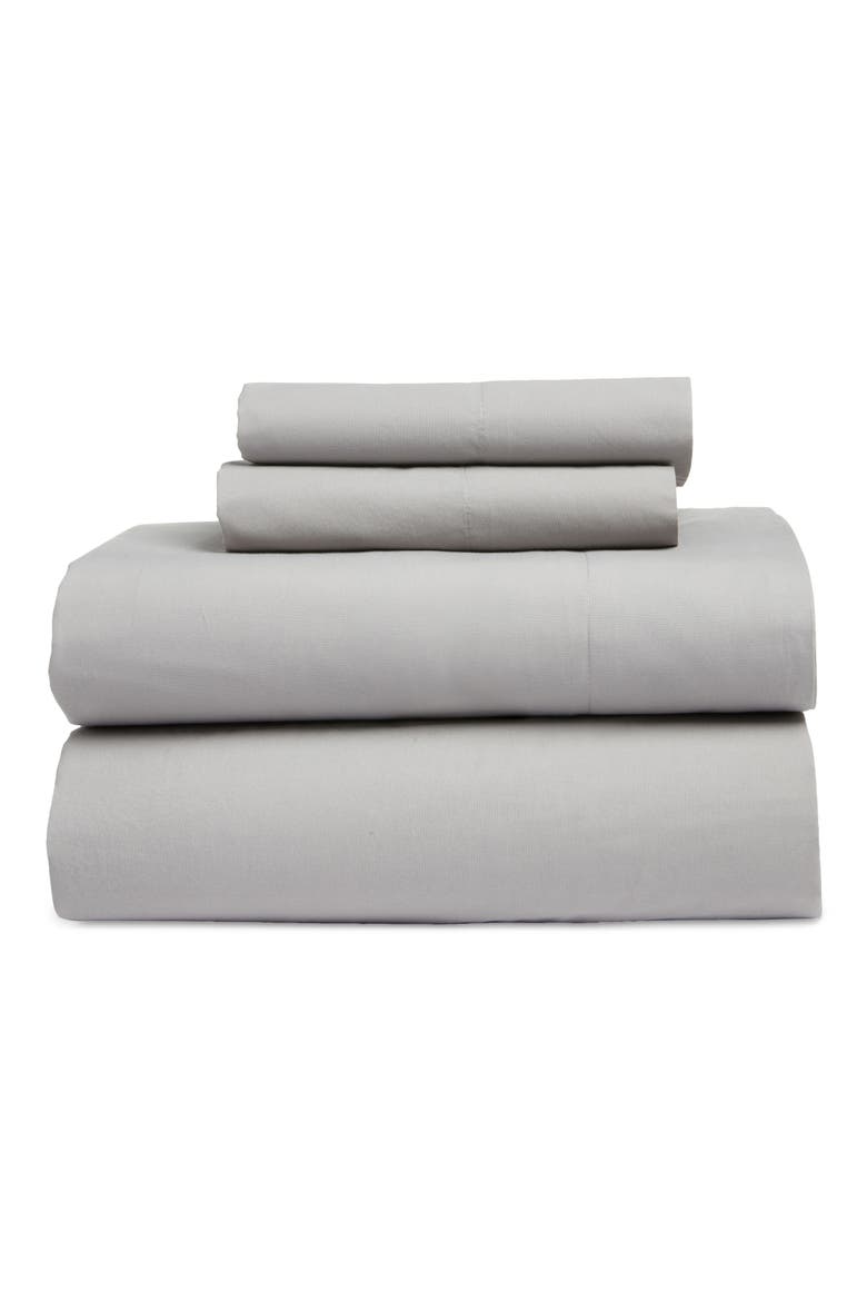 Organic Cotton Percale Sheet Set, Alternate, color, GREY GRIFFIN