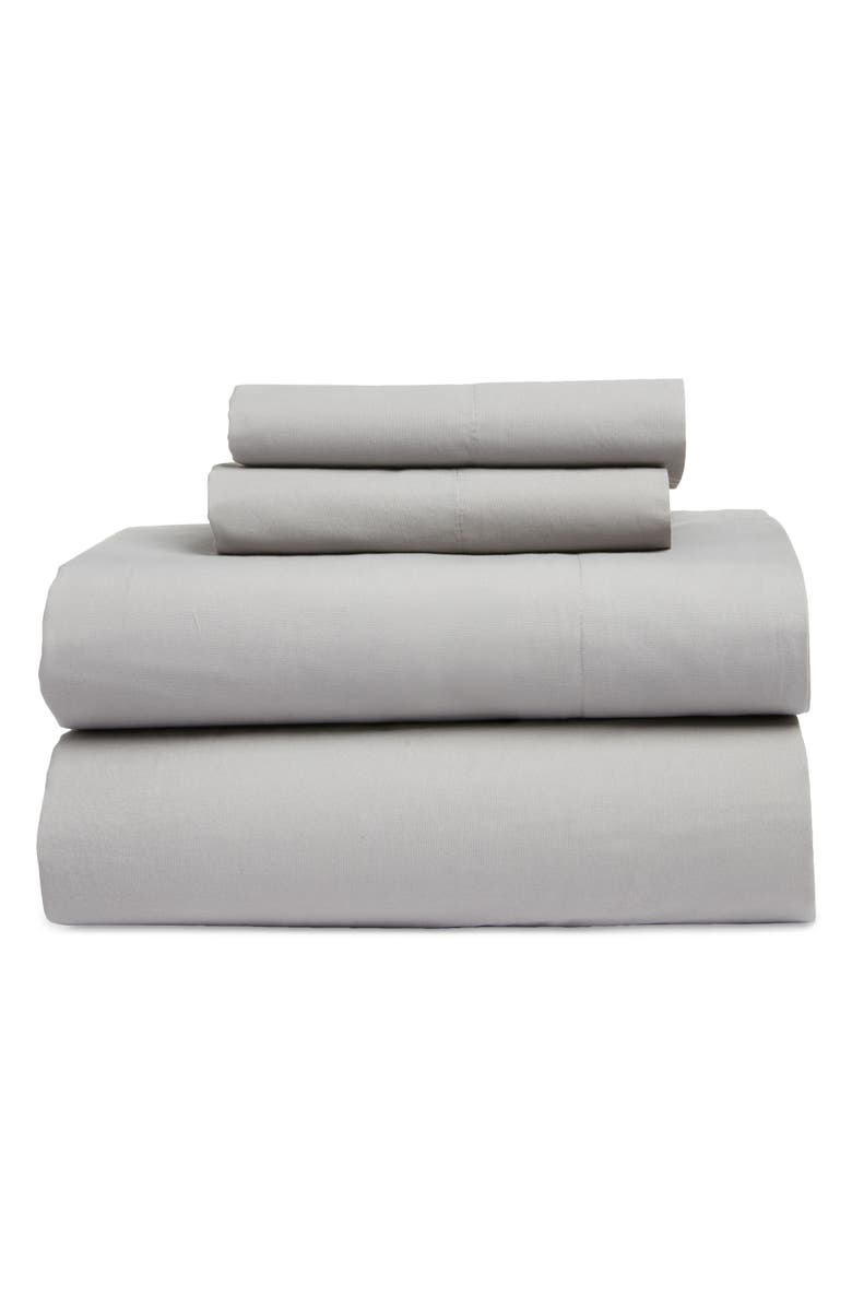 Nordstrom Organic Cotton Percale Sheet Set, Alternate, color, Grey Griffin