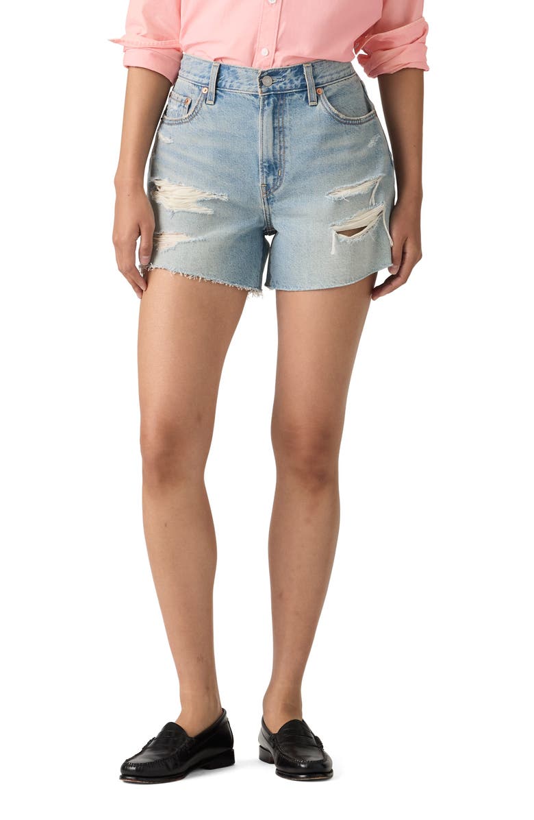 Levi's Ribcage High Waist Ripped Cutoff Denim Shorts, Main, color, Been There Short