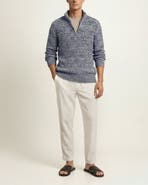 Orlebar Brown Lennard Half Zip Classic Fit Long Sleeve Knitted Polo Shirt