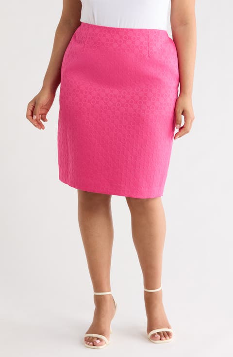 Textured Zip Pencil Skirt (Plus)