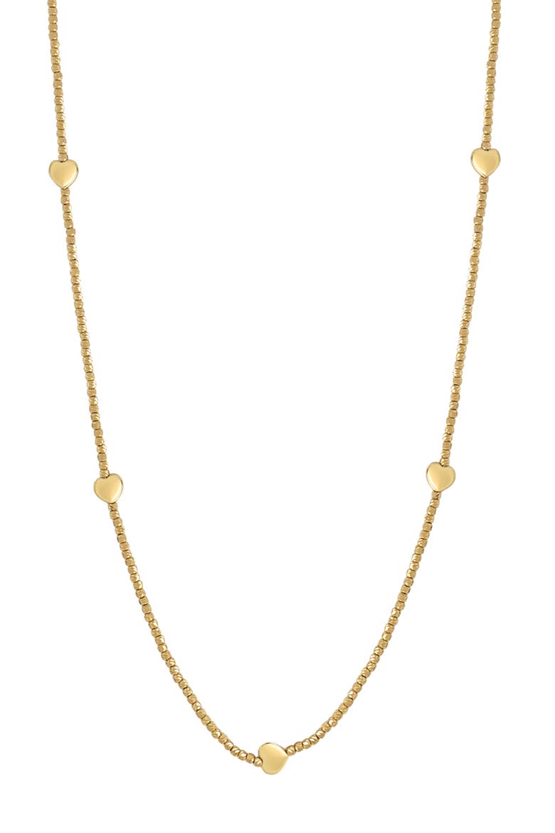 14K Gold Heart Station Necklace (Nordstrom Exclusive), Main, color, 14K YELLOW GOLD