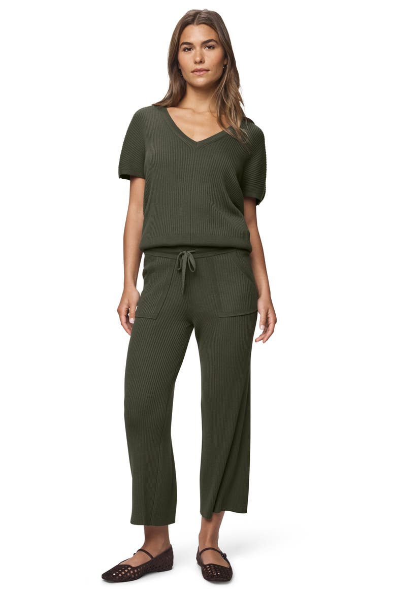 Georgie Rib Wide Leg Crop Pants, Alternate, color, GREEN SPRUCE