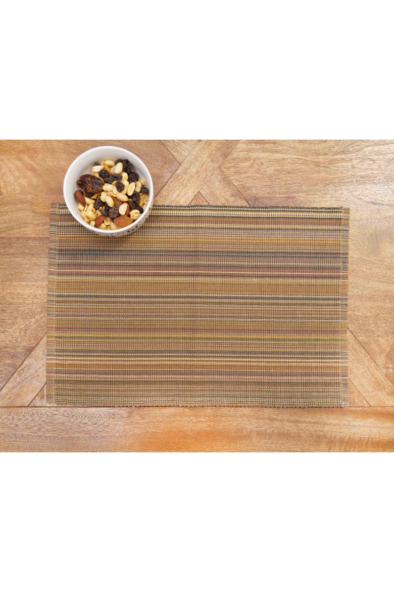 Cedar Stripes 100% Cotton Handwoven Set of 6 Placemats 13" x 19", Alternate, color, Brown