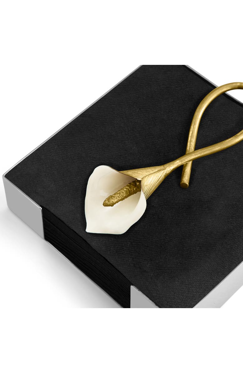 Michael Aram Calla Lily Cocktail Napkin Holder, Alternate, color, White/ Gold