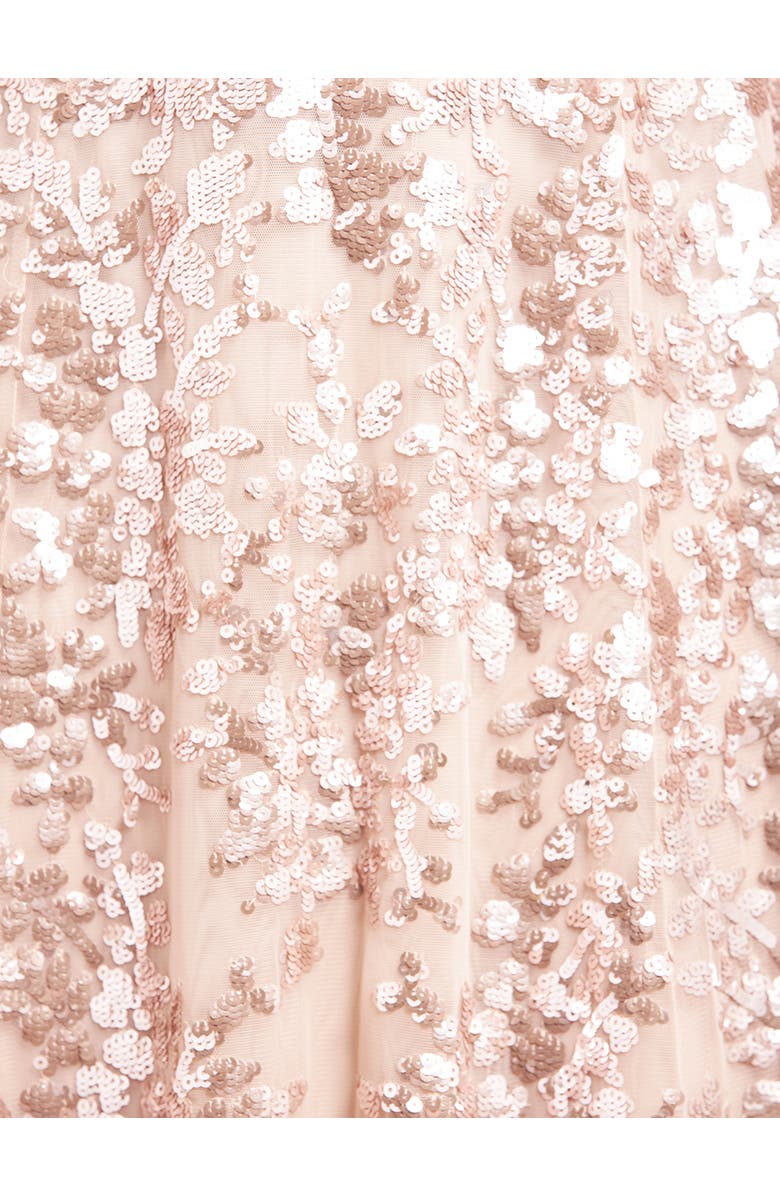 Needle & Thread Rosanna Lattice Round Neck Gown, Alternate, color, Oyster/Metallic