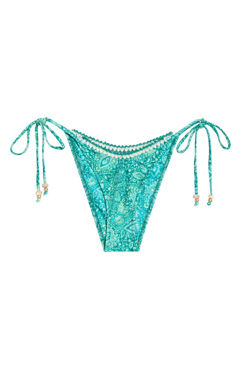 Kulani Kinis Crochet Dipped Side Tie Bikini Bottoms, Alternate, color, Emerald Aura