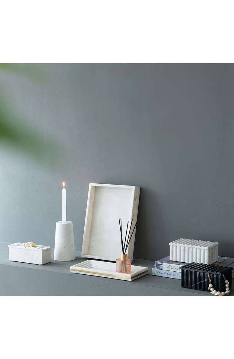 A & B Home White Marble Box, Alternate, color, White