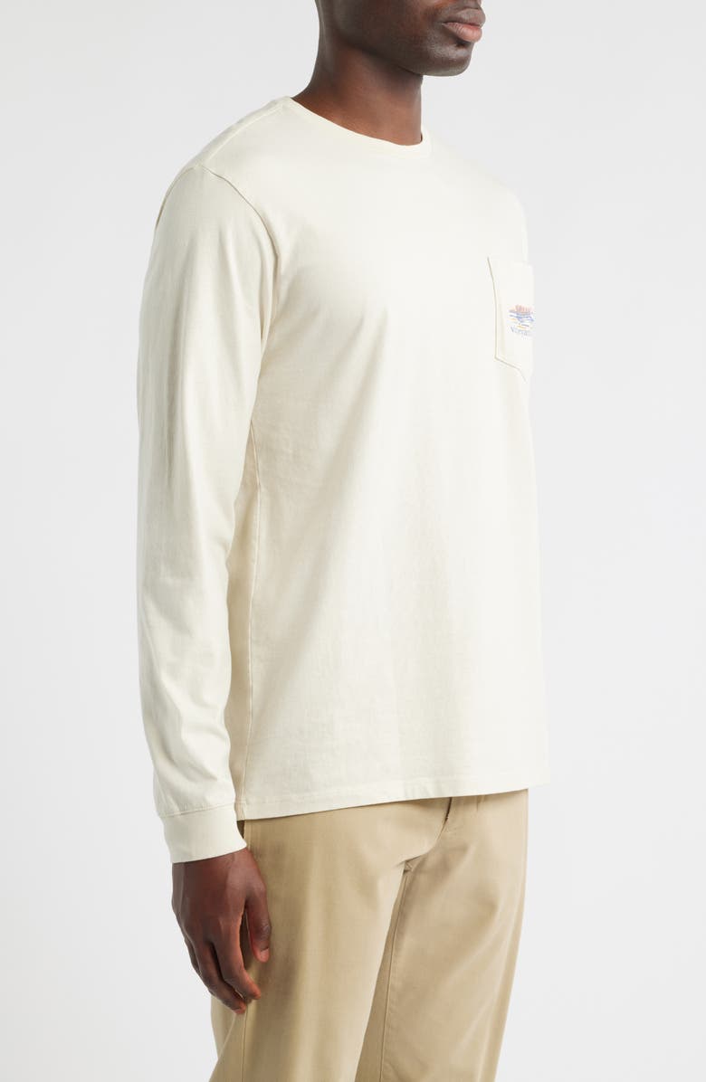 vineyard vines Dockside Autumn Wakes Long Sleeve Pocket Graphic T-Shirt, Alternate, color, Stone
