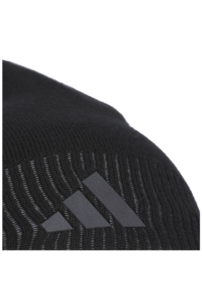 Men's Creator Three Stripe Beanie, Alternate, color, BLACK/CARBON GREY/ONIX GREY
