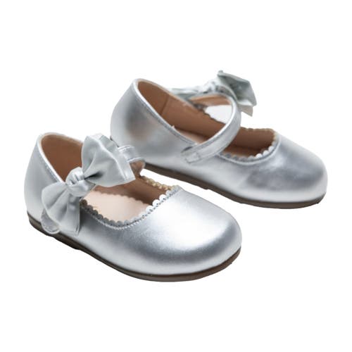 Tulleen Satin Elodie Rhinestone Bow Flats In Silver