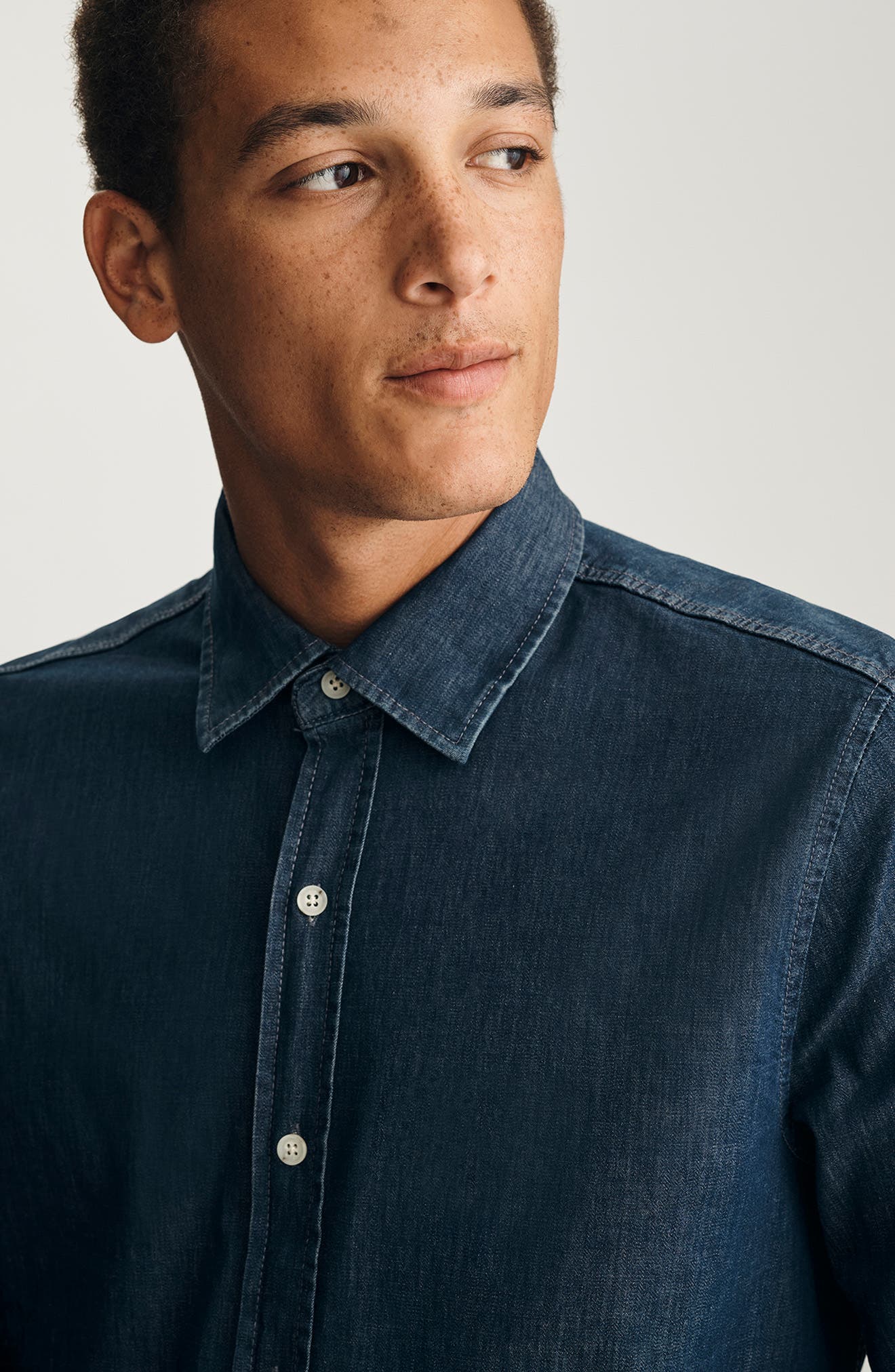 Stretch Denim Button-Up Shirt - image 2