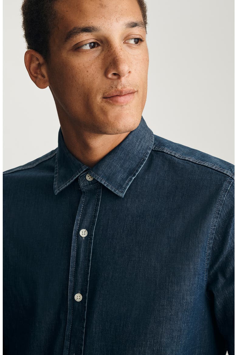 Stretch Denim Button-Up Shirt, Alternate, color, RINSE