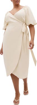City Chic Claudine Faux Wrap Midi Dress