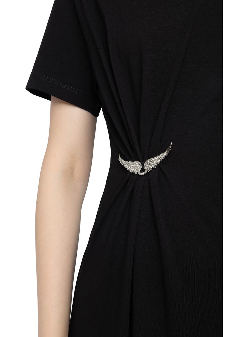 Raja Wings Midi Dress, Alternate, color, BLACK