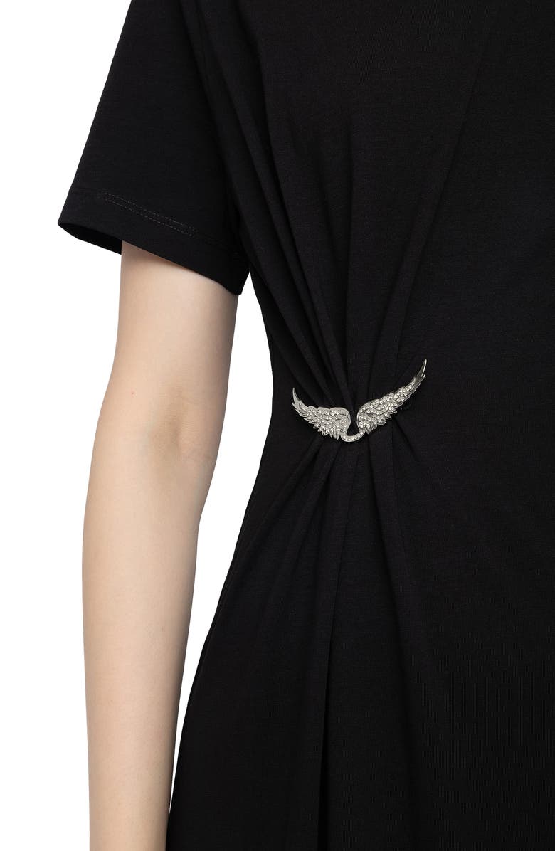 Zadig & Voltaire Raja Wings Midi Dress, Alternate, color, Black