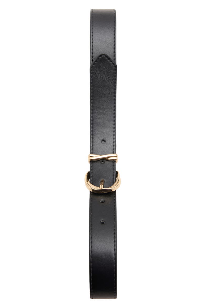Oval Buckle Faux Leather Belt, Alternate, color, BLACK