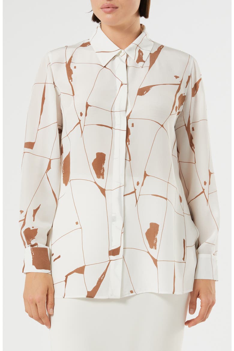 Nettare Print Silk Tunic Shirt, Main, color, WHITE