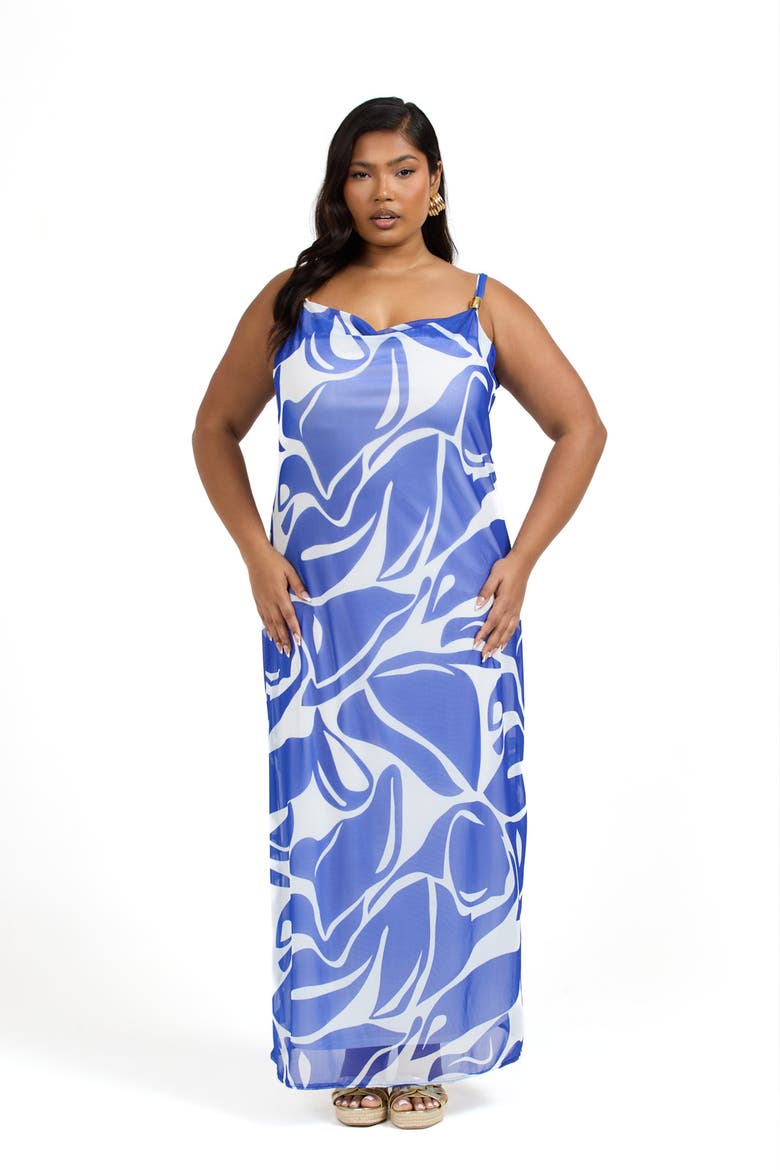 Elegant Patterned Maxi Dress, Main, color, Blue
