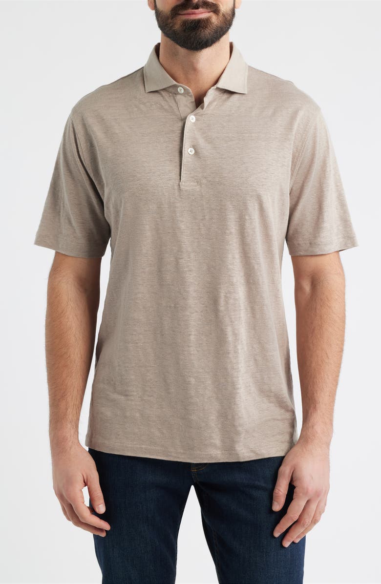 Peter Millar Asinto Tailored Fit Slub Linen Polo, Main, color, Biscotti