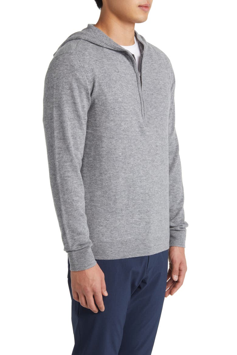 Mitch Hooded Half Zip Wool & Cashmere Sweater, Alternate, color, SEAL