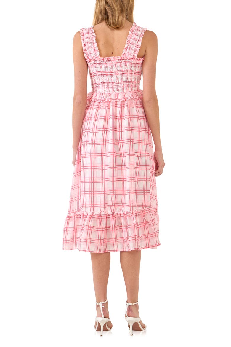 Plaid Ruffle Midi Dress, Alternate, color, RED