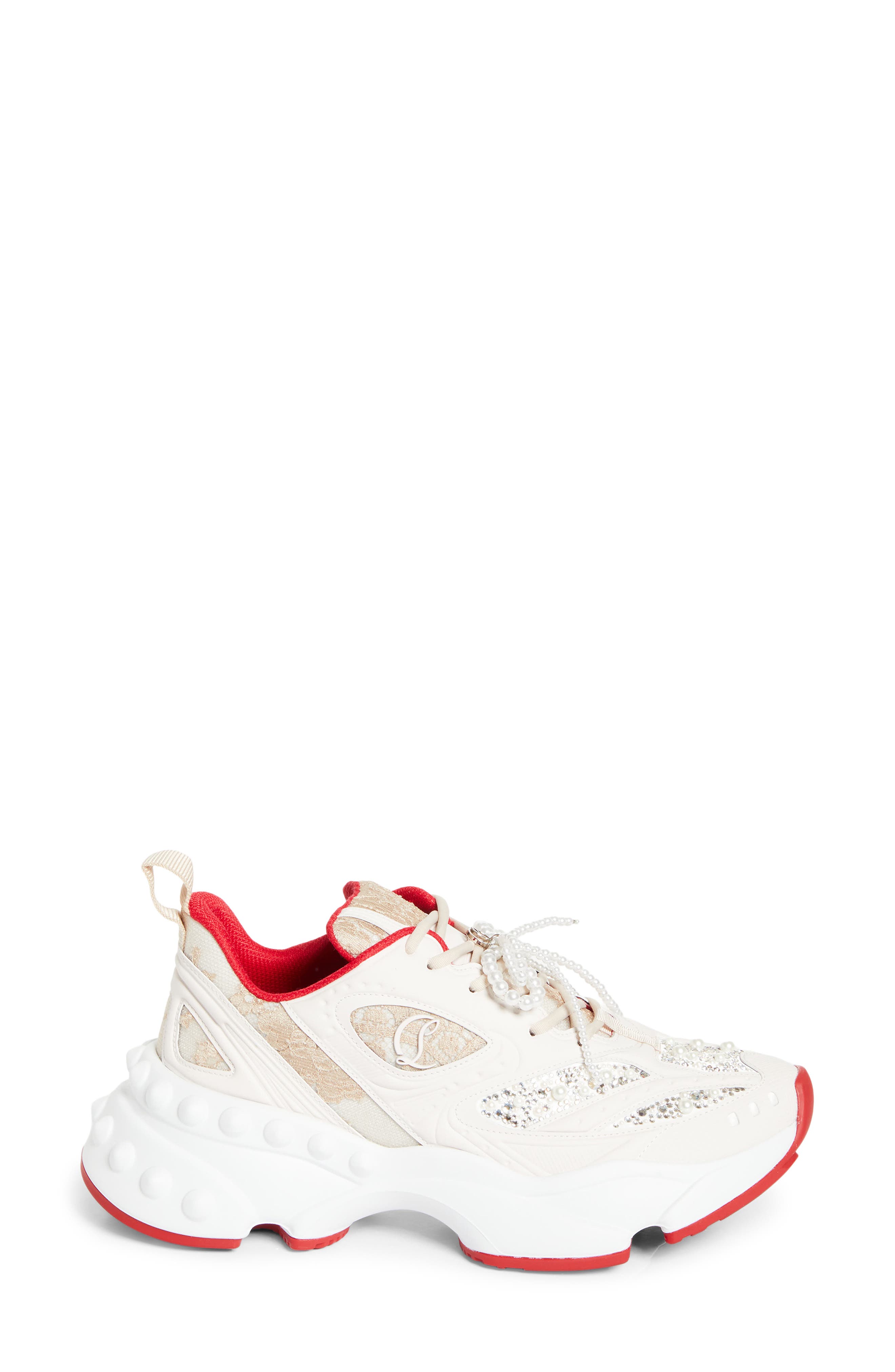 Christian Louboutin So Flo Perla Sneaker, Alternate, color, Pearl