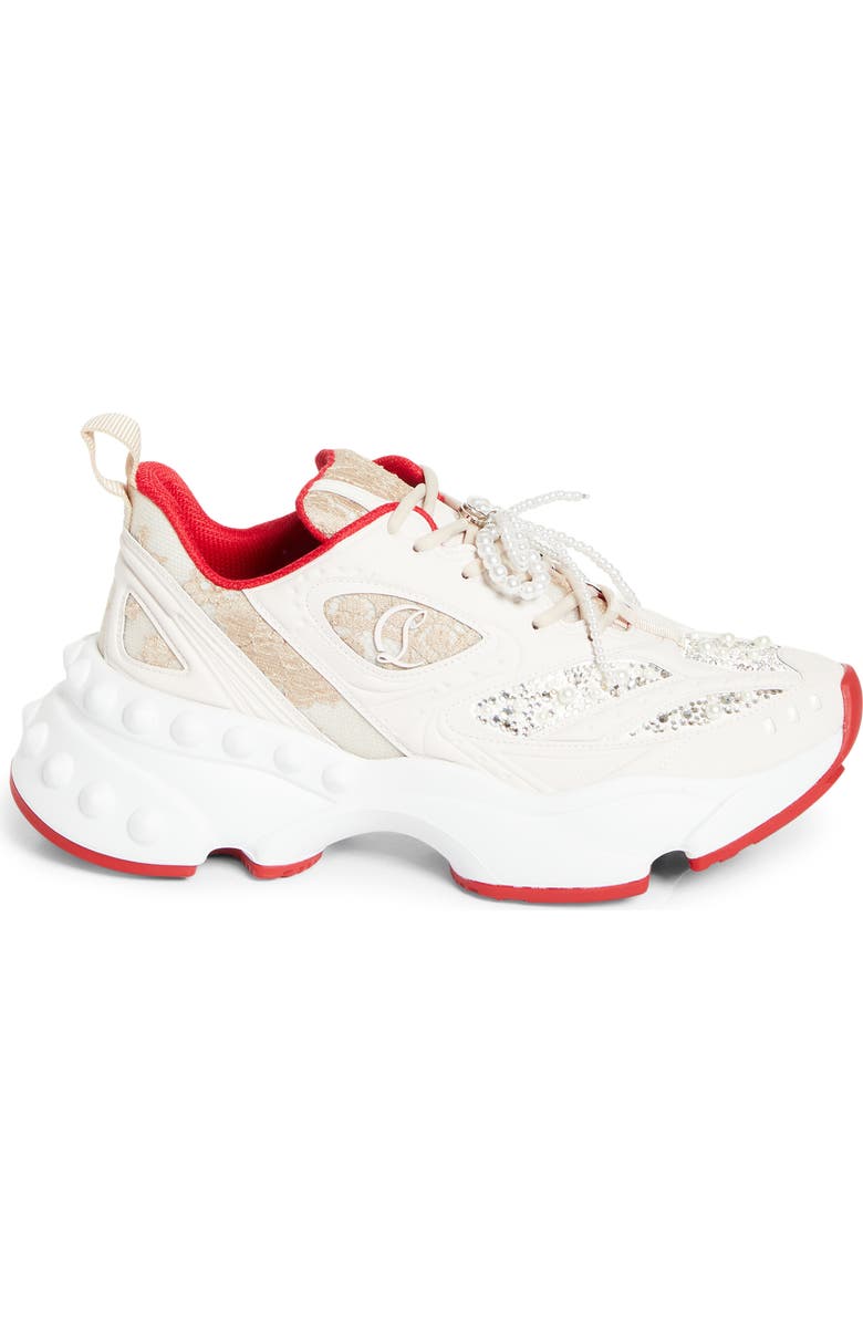 Christian Louboutin So Flo Perla Sneaker, Alternate, color, Pearl