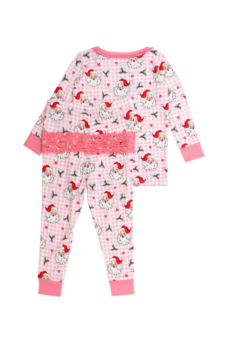 Softsnooze Toddler Girls Ruffle Long Sleeve Pajama Set, Main, color, Pink Dear Santa