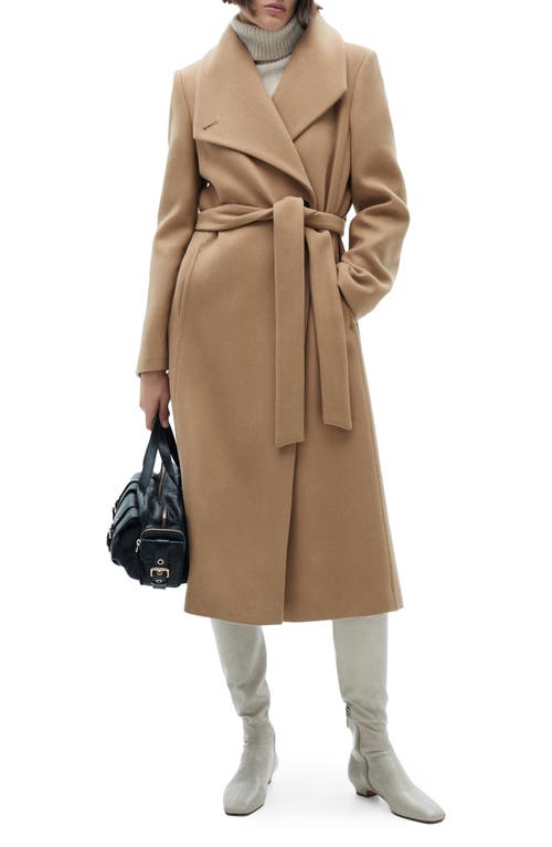 Mango Wool Blend Coat In Medium Brown