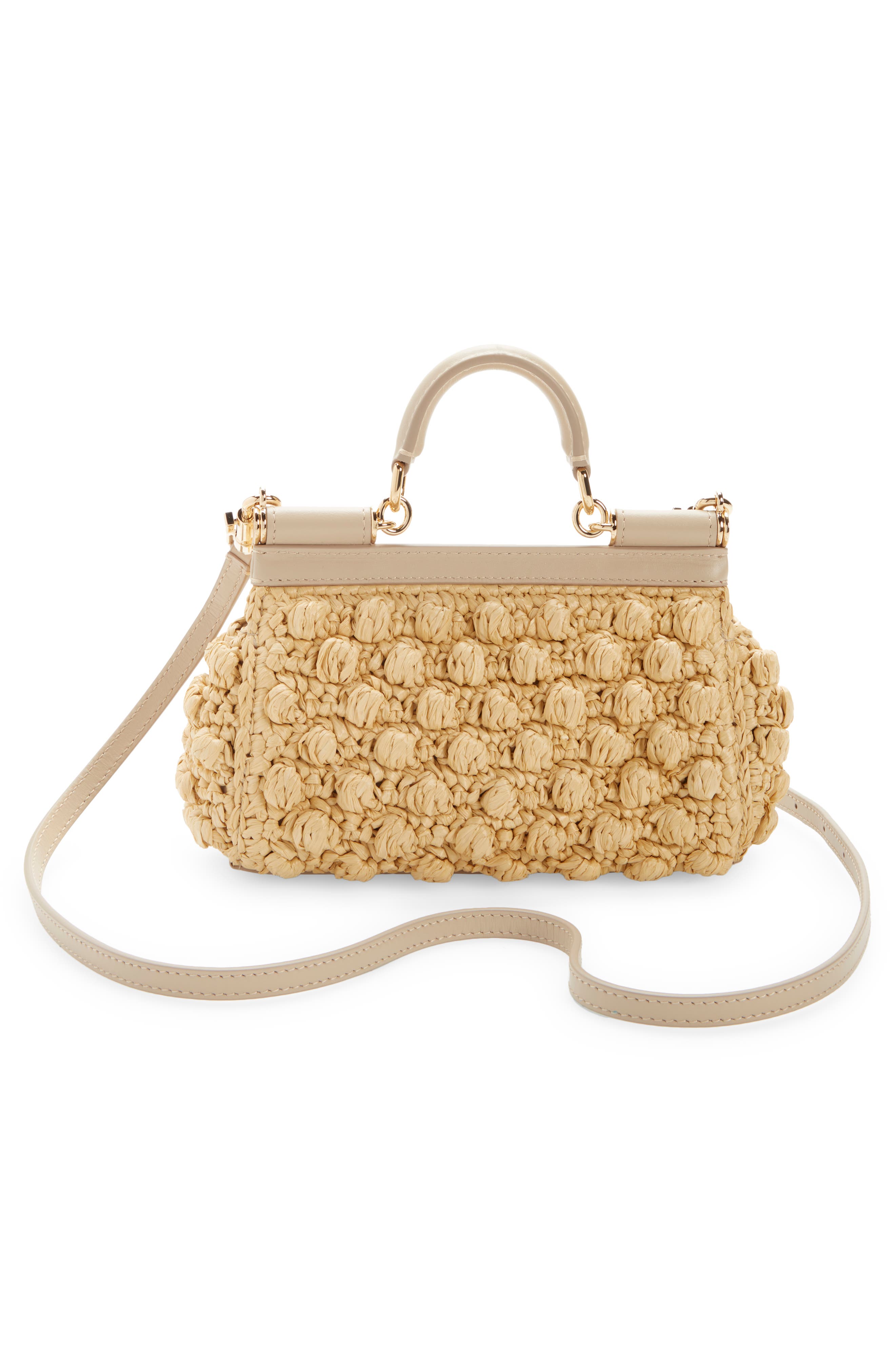 Dolce&Gabbana Sicily Small Raffia Satchel, Alternate, color, 