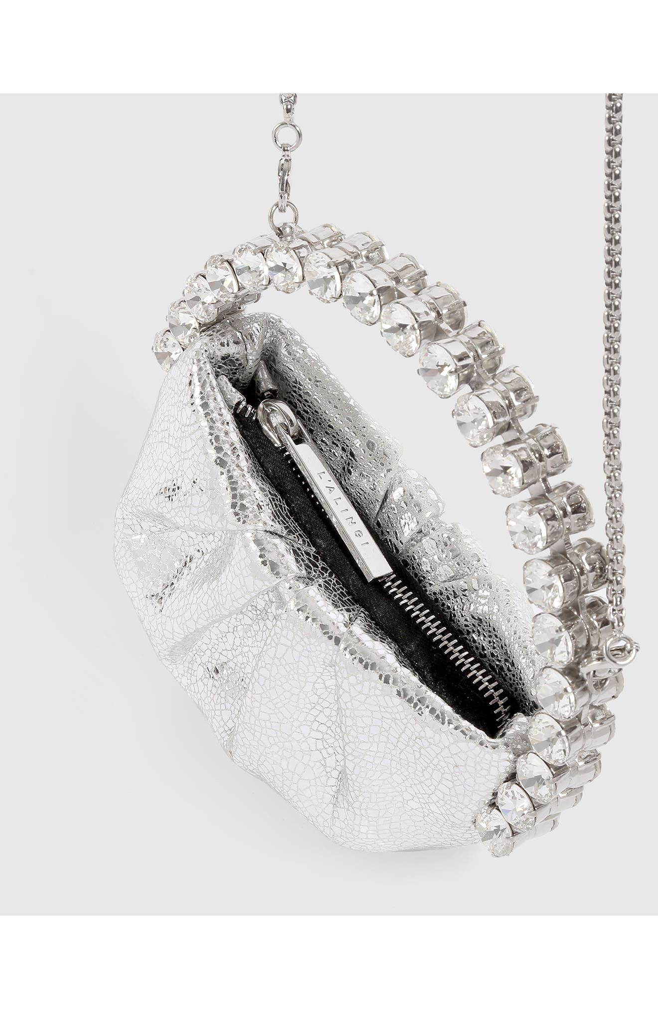 L’alingi Micro Eternity Crystal Top Handle Bag, Alternate, color, Silver