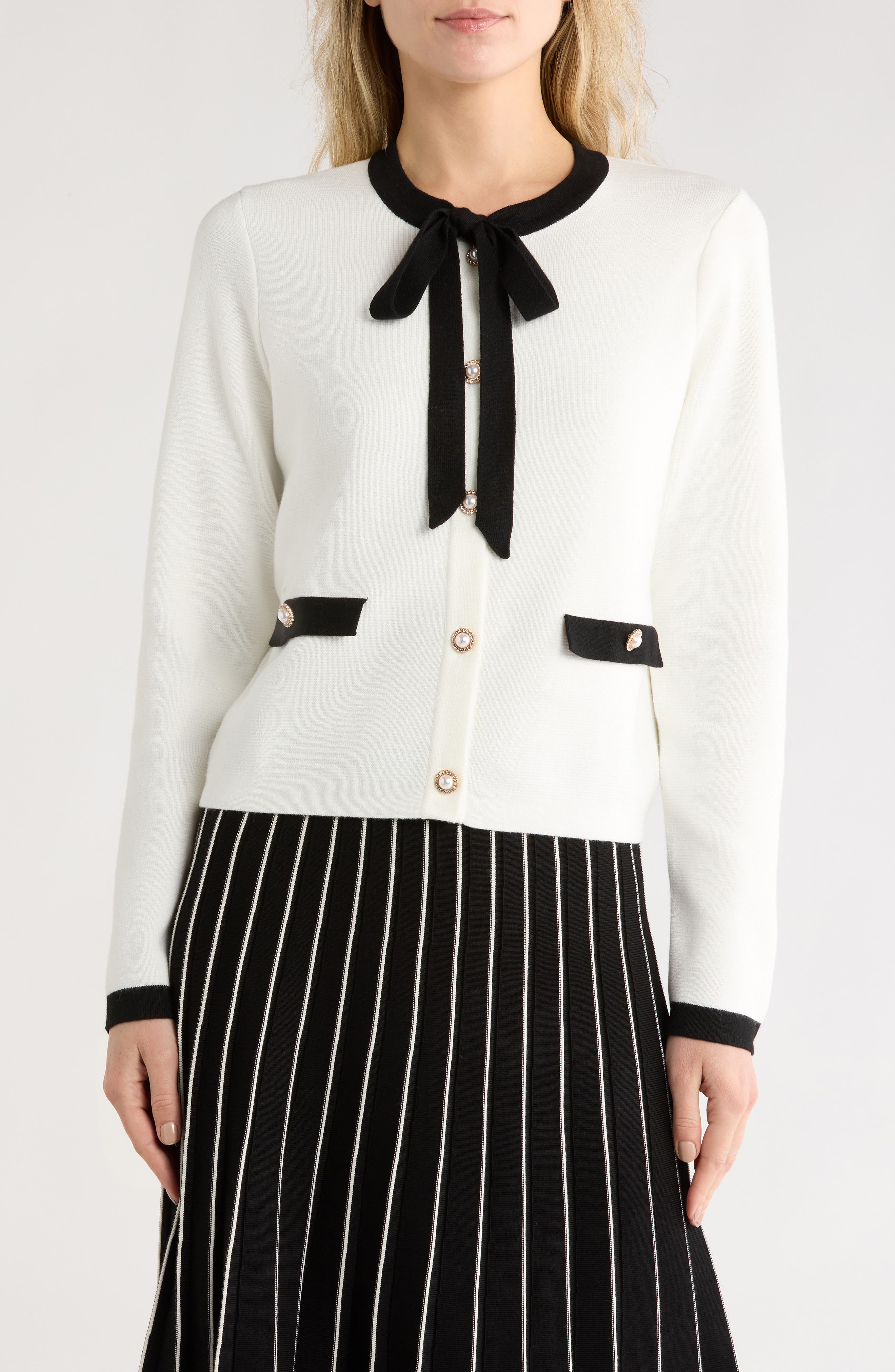 Adrianna Papell Bow Neck Cardigan