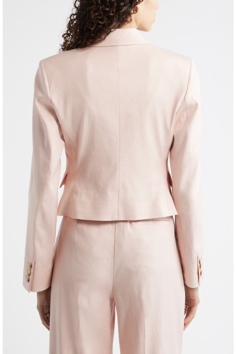 Crop One-Button Linen Blend Blazer, Alternate, color, PINK SMOKE