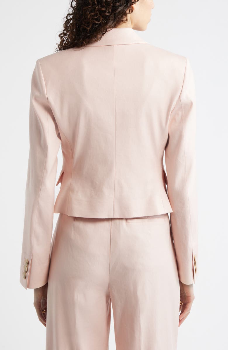 Nordstrom Crop One-Button Linen Blend Blazer, Alternate, color, Pink Smoke