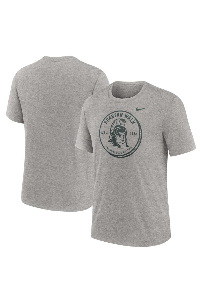 Men's Nike Heather Gray Michigan State Spartans Local Campus Time Honored Tradition Tri-Blend T-Shirt, Main, color, Heather Gray