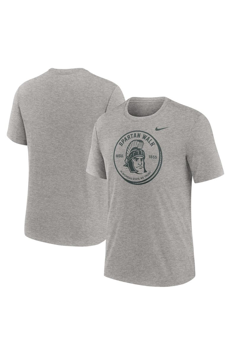 Nike Men's Nike Heather Gray Michigan State Spartans Local Campus Time Honored Tradition Tri-Blend T-Shirt, Main, color, Heather Gray