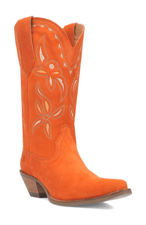 Orange flat boots hotsell