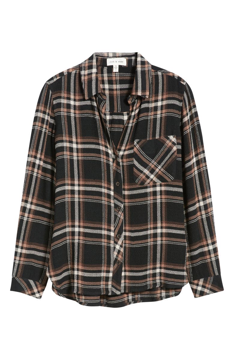 Cloth & Stone Plaid Button-Up Shirt, Alternate, color, Golden Brown Plaid