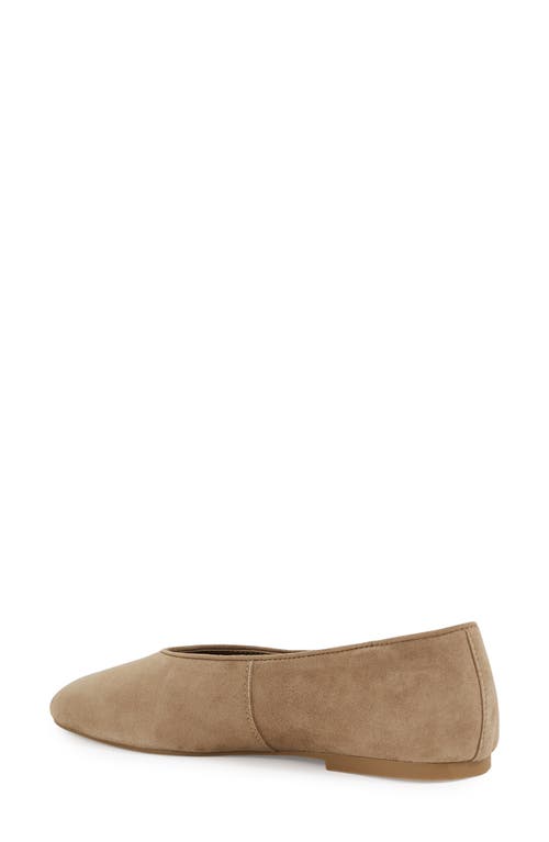 Reiss Taupe Leather Rounded-point Toe Ballet Flats In Brown