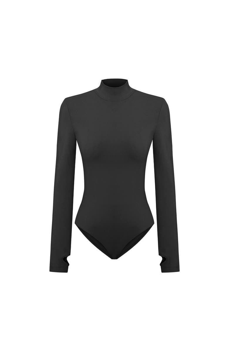 PCFG Cotton High Neck Bodysuit, Alternate, color, Black