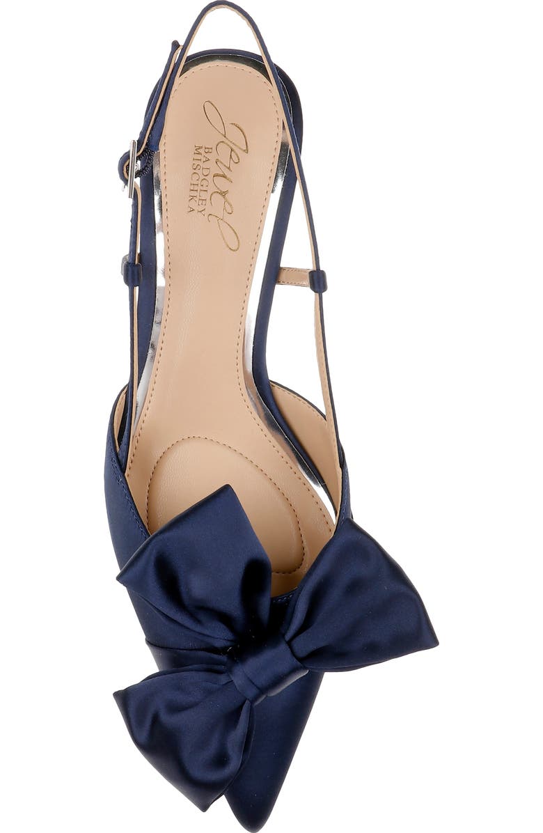 Jewel Badgley Mischka Shoshana Pointed Toe Slingback Pump, Alternate, color, Navy Satin