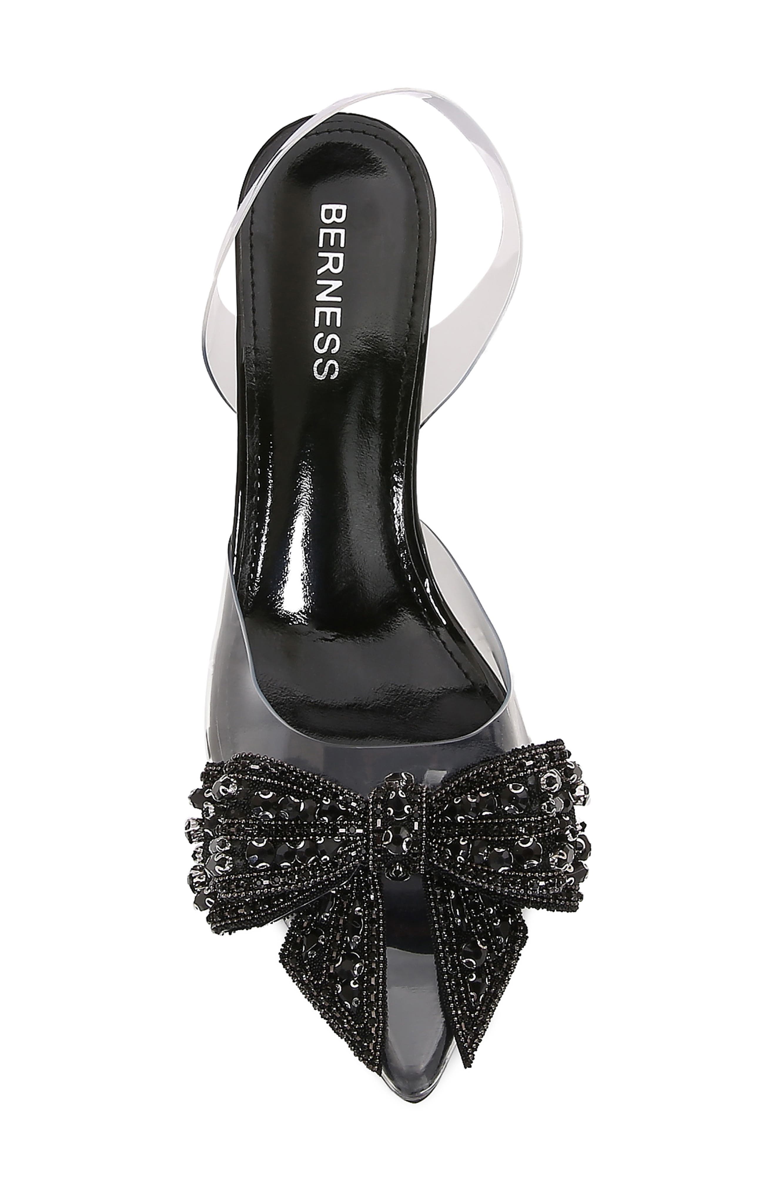 BERNESS Nina Rhinestone Bow Clear Kitten Heel Pump, Alternate, color, 