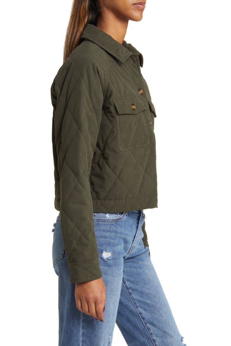 Quilted Corduroy Jacket, Alternate, color, DARK OLIVE