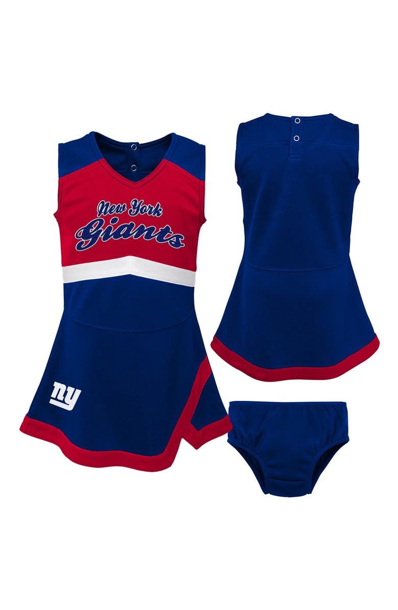 Outerstuff Girls Preschool Royal New York Giants Two-Piece Cheer Captain Jumper Dress with Bloomers Set, Main, color, Royal