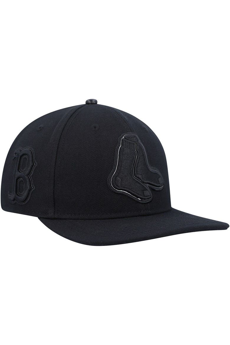 Men's Pro Standard Black Boston Red Sox Triple Black Wool Snapback Hat, Main, color, Black